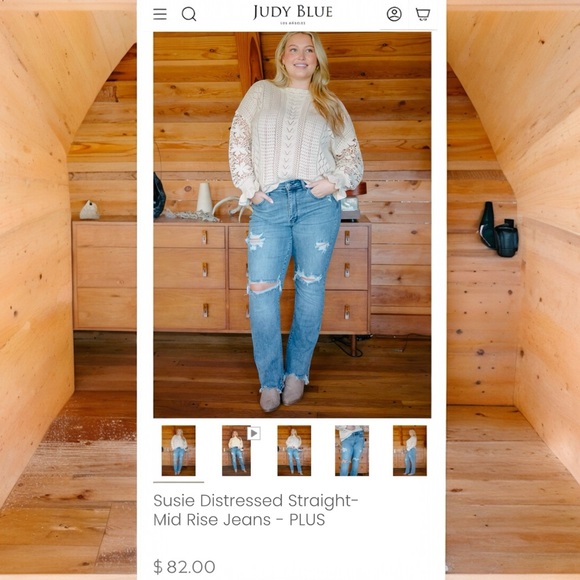 Judy Blue Susie Distressed Straight Mid-Rise Jeans Plus Size 14W NWT - Picture 13 of 16